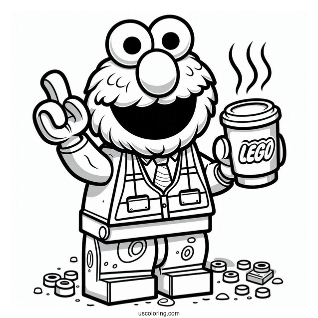 Lego Themed Elmo Coloring Page