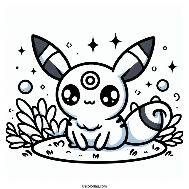 Kawaii Umbreon Coloring Sheet