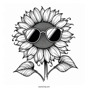 Cool Sunflower Wearing Sunglasses For Coloring