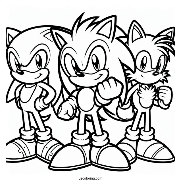 Sonic, Knuckles, And Tails Coloring Page