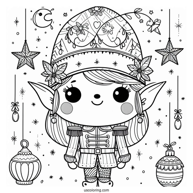 Elf Nutcracker Coloring Page
