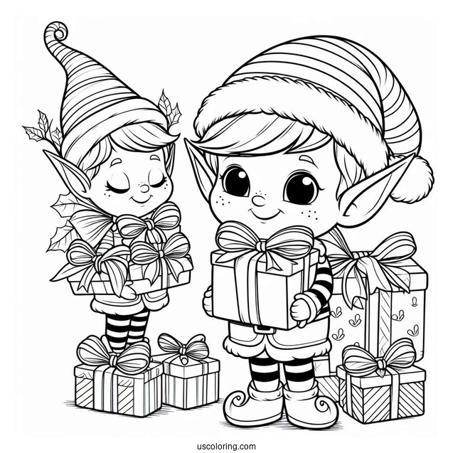 Merry Christmas Themed Elf With Presents