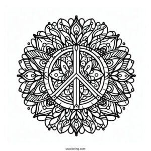 Intricate Peace Coloring Page Mandala