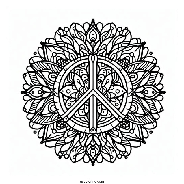 Intricate Peace Coloring Page Mandala