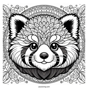 Red Panda Mandala For Adults