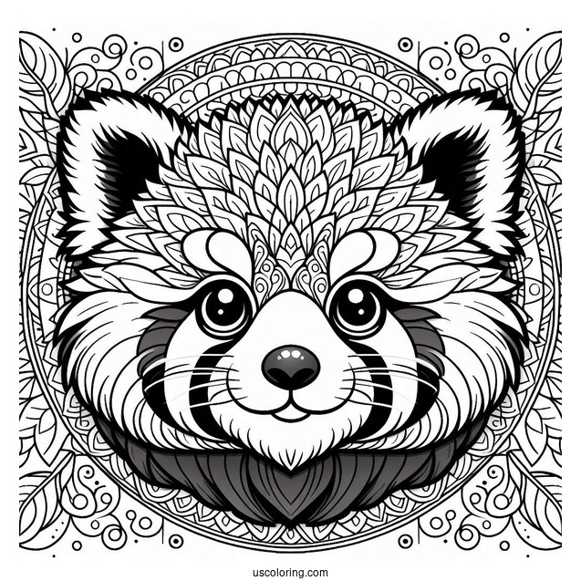 Red Panda Mandala For Adults