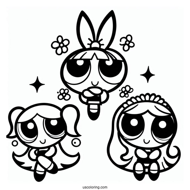 Simple Powerpuff Girls Coloring Page For Kids