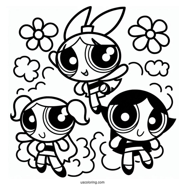 Easy Powerpuff Girls Coloring Page For Kids