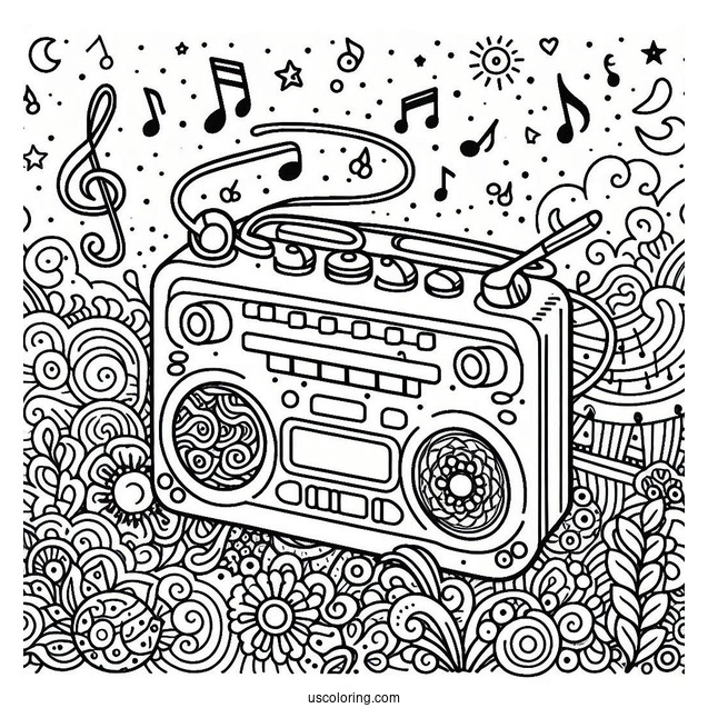 Music Coloring Page Of Simple MP3 Player Outline