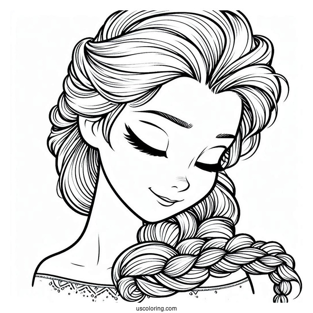 Elsa Hair Coloring Page For Kids