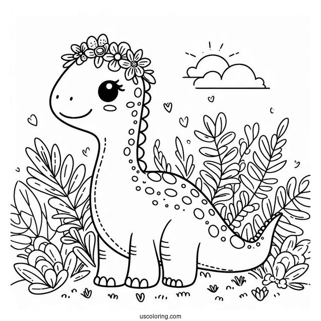 Cute Chasmosaurus Dinosaur Coloring Page For Kids