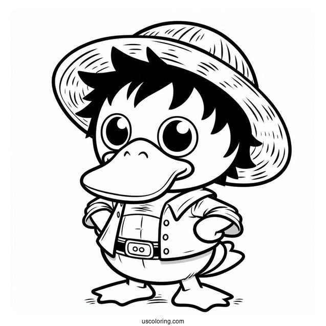 Psyduck Coloring Page Cosplaying As Luffy