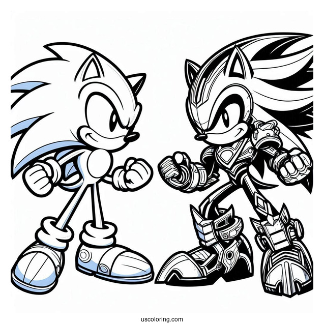 Sonic Vs Metal Sonic Coloring Page