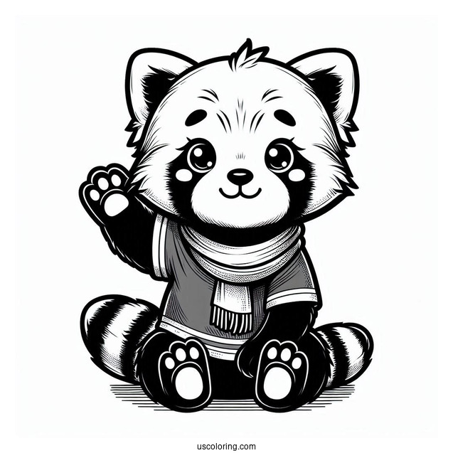 Adorable Red Panda With Hands Raised