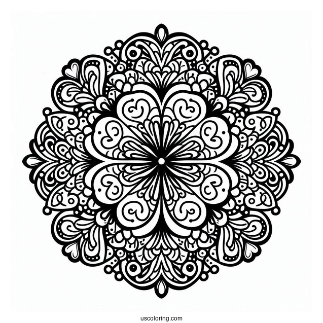 St. Patrick's Day Coloring Page Intricate Clover Mandala