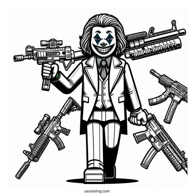 Lego Joker With Weapons Coloring Sheet