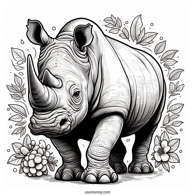 Adult Rhino Coloring Sheet