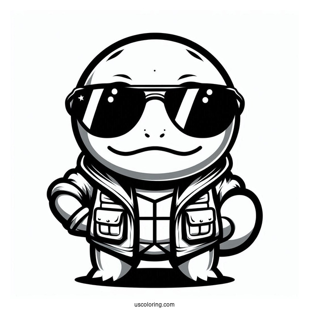 Squirtle Coloring Page Of Squad Member With Sunglasses