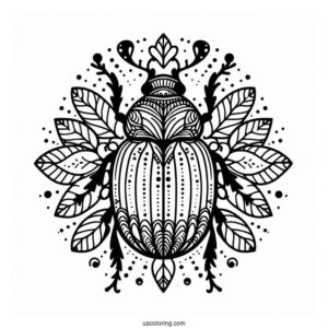 Flower Beetle Coloring Page Mandala