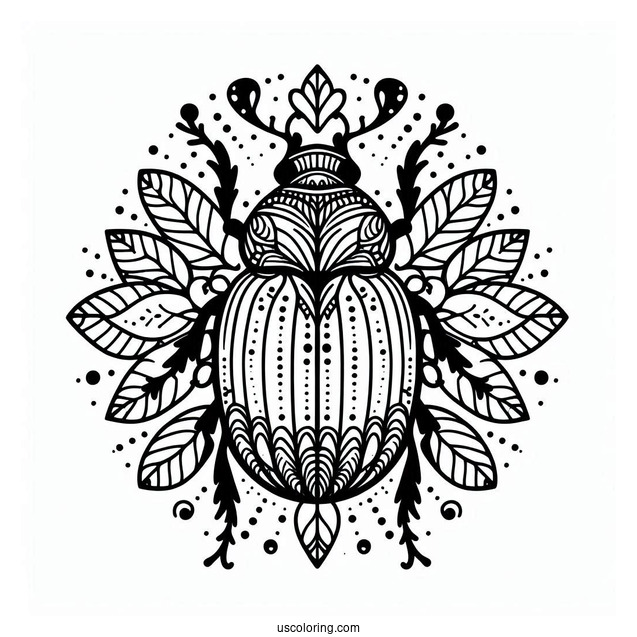 Flower Beetle Coloring Page Mandala