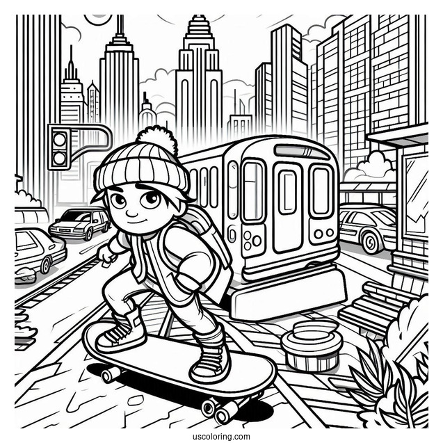 Subway Surfers Coloring Page Tricky In The City