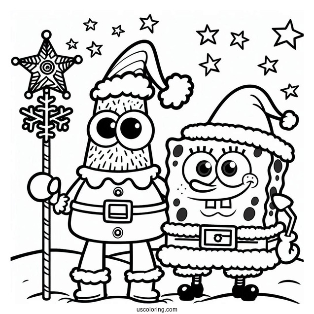 SpongeBob And Patrik Dressed Up As Santa For Christmas