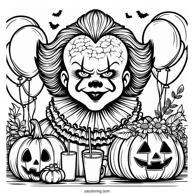 Smiling Pennywise Coloring Page In Halloween
