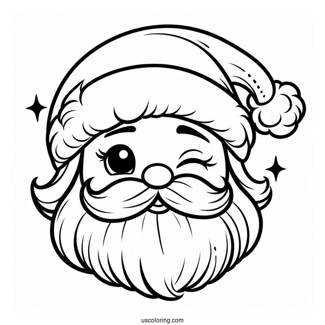 Winking Santa Face Coloring Sheet