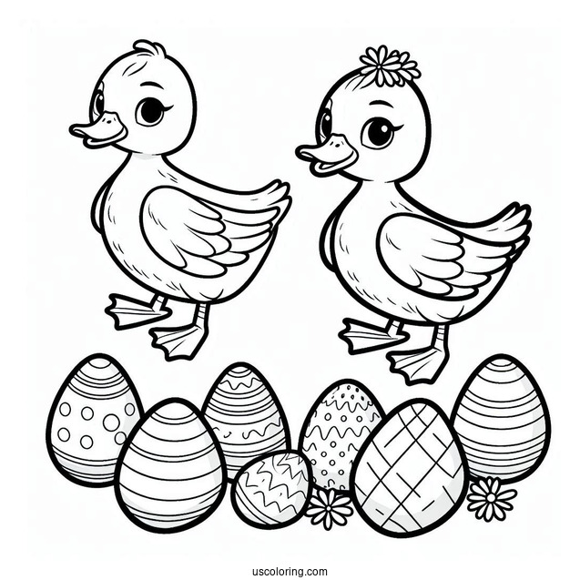 Easter Themed Ducks To Color For Kids