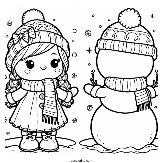 Snowman Girl Coloring Sheet For Kids