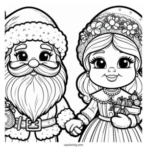 Mrs Claus And Mr Claus Coloring Sheet