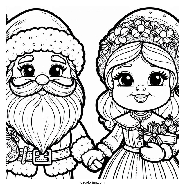 Mrs Claus And Mr Claus Coloring Sheet