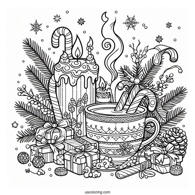 Christmas Coloring Pages For Adults Of Christmas Hot Beverages Coloring Page