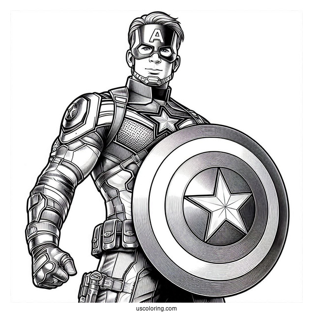 Detailed Captain America Holding Vibranium Shield