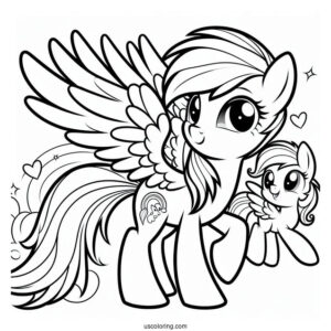 Rainbow Dash Coloring Page And Soarin With Their Baby For Kids