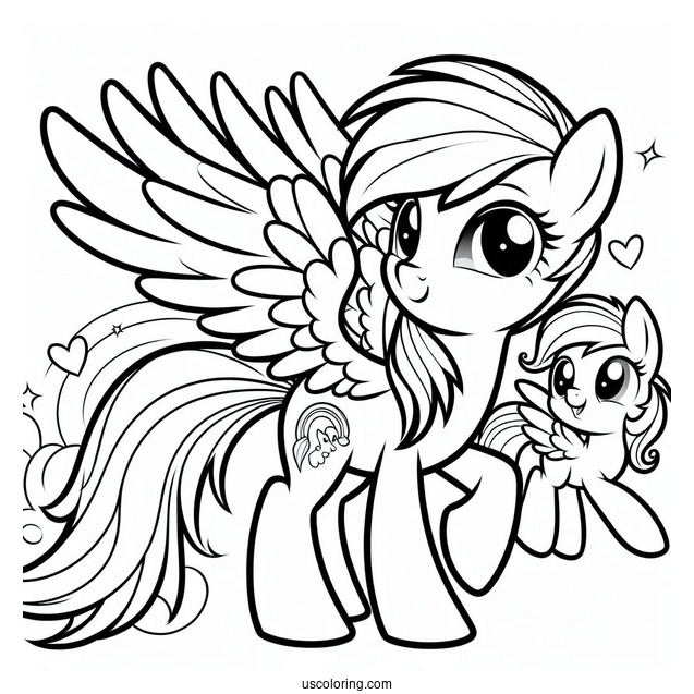 Rainbow Dash Coloring Page And Soarin With Their Baby For Kids