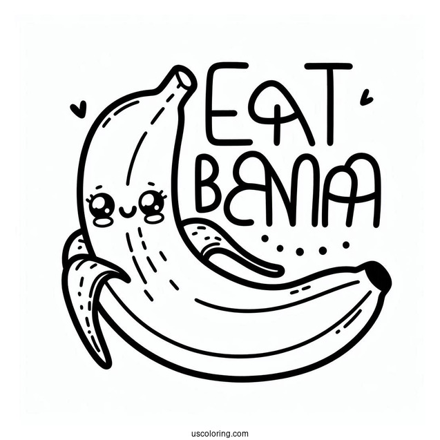 Eat Word Next To A Banana Coloring Page For Kids