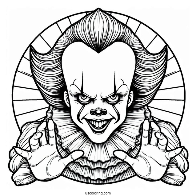 Grinning Pennywise Coloring Page For Kids