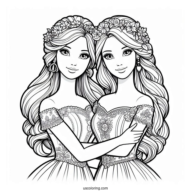 Barbie Friends Forever Coloring Page