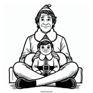 Buddy The Elf Sitting On Poppa Elf To Color