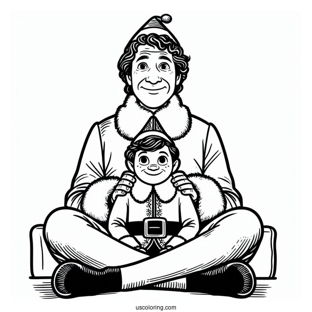 Buddy The Elf Sitting On Poppa Elf To Color