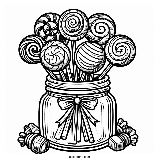 Jar Of Lollipops To Color For Kids