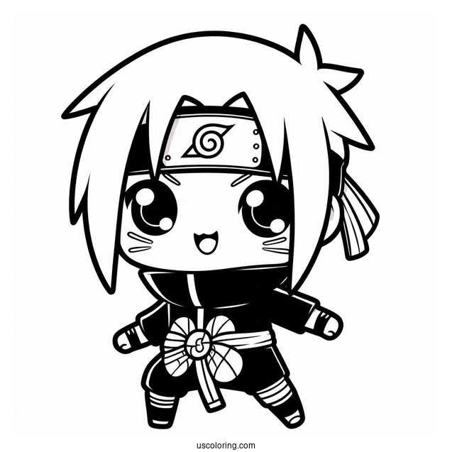 Kawaii Uchiha Sasuke Coloring Page For Preschoolers
