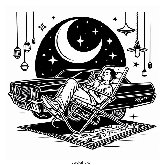 Sleep Lowrider Coloring Page Car Outline For Kids