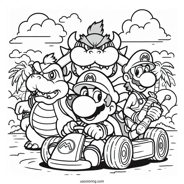Mario Kart With Bowser And Donkey Kong Racing