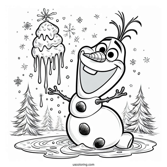 Melting Olaf Coloring Page