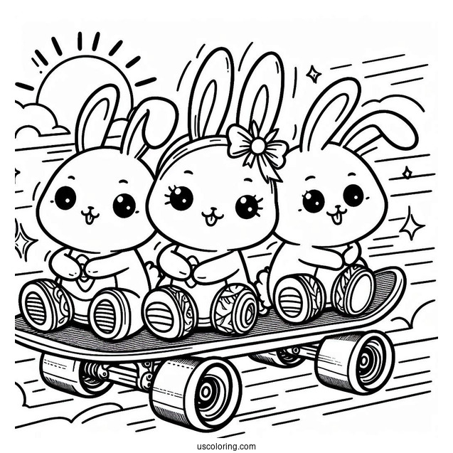 Sunny Bunnies Coloring Page Turbo On A Skateboard