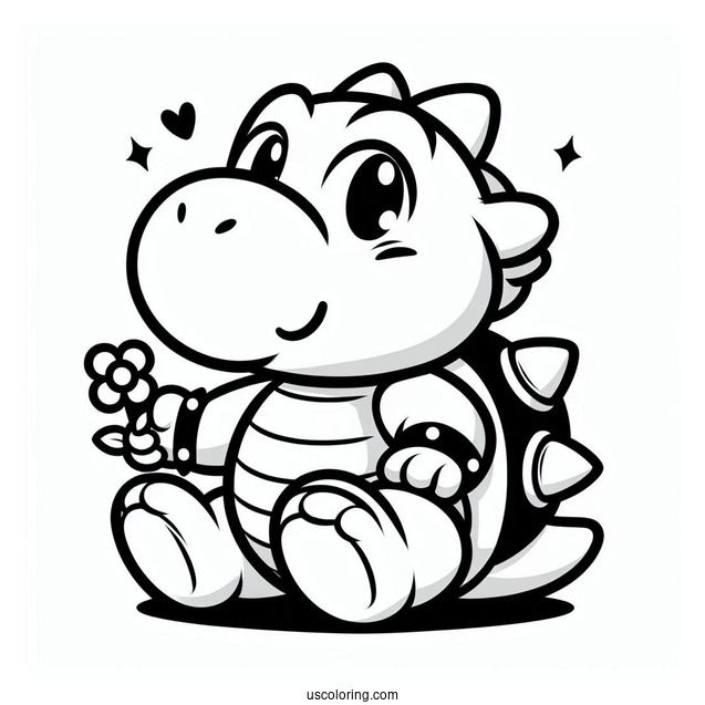 Easy Baby Bowser Coloring Sheet For Kids
