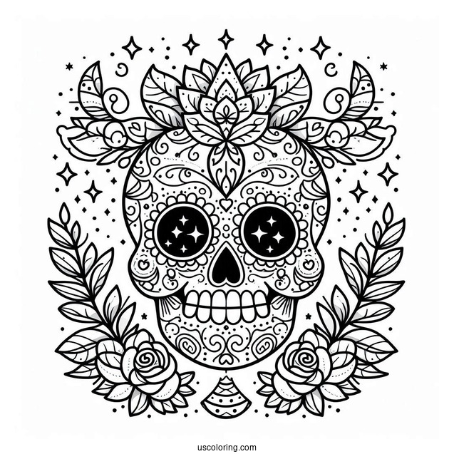 Snow White Sugar Skulls Coloring Page For Kids