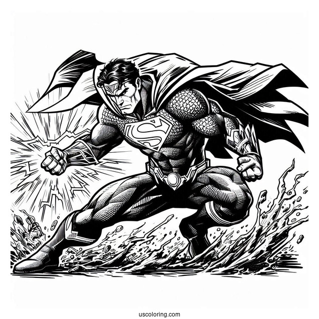 Justice League Coloring Page In Fighting Mode